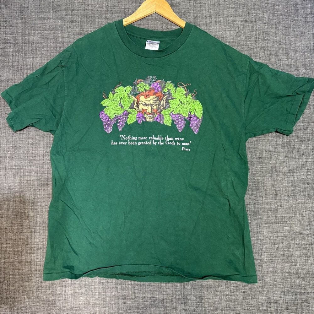 Vintage Hanes Beefy-T Graphic Drinking Shirt Nothing more valuable than wine XL